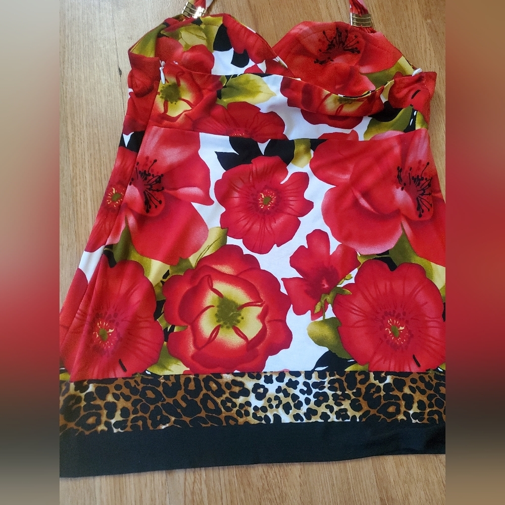 Cache All Over Floral Print Halter Baby Doll Blouse, Size Medium - Picture 2 of 6